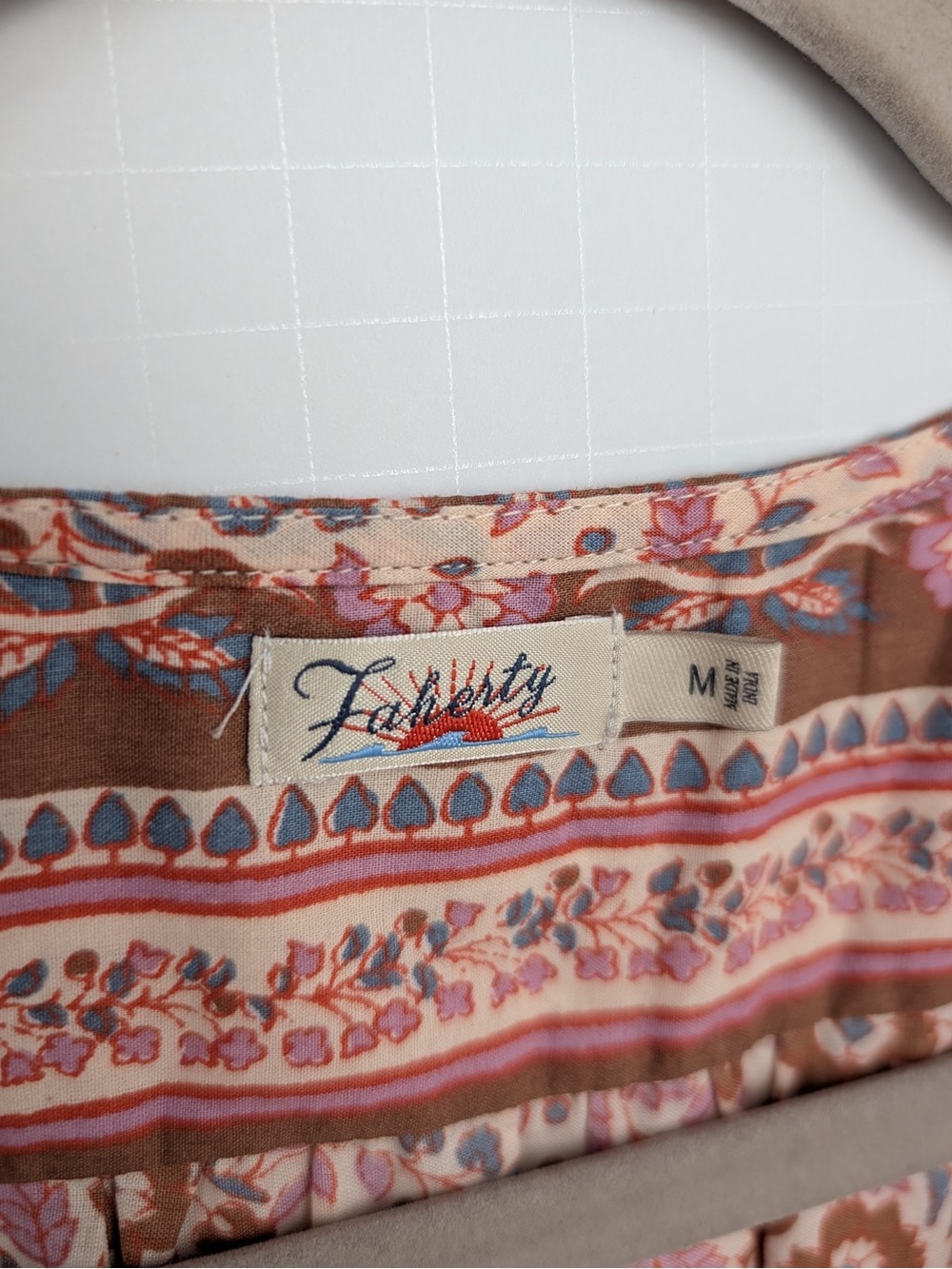 Faherty Orinda Organic Cotton Maxi Dress Earth Block Print - Picture 9 of 11